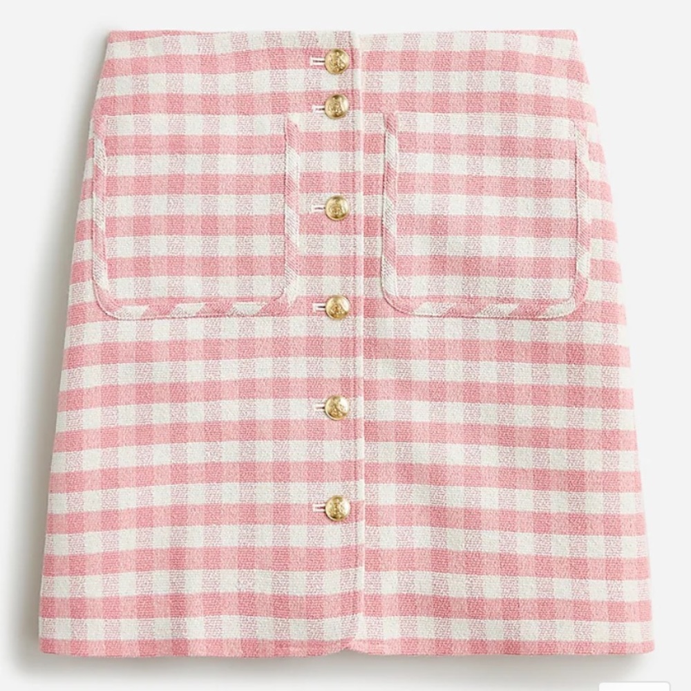 ISO: J.Crew Button Front Mini Skirt in Gingham Terry Tweed Size 0!!!